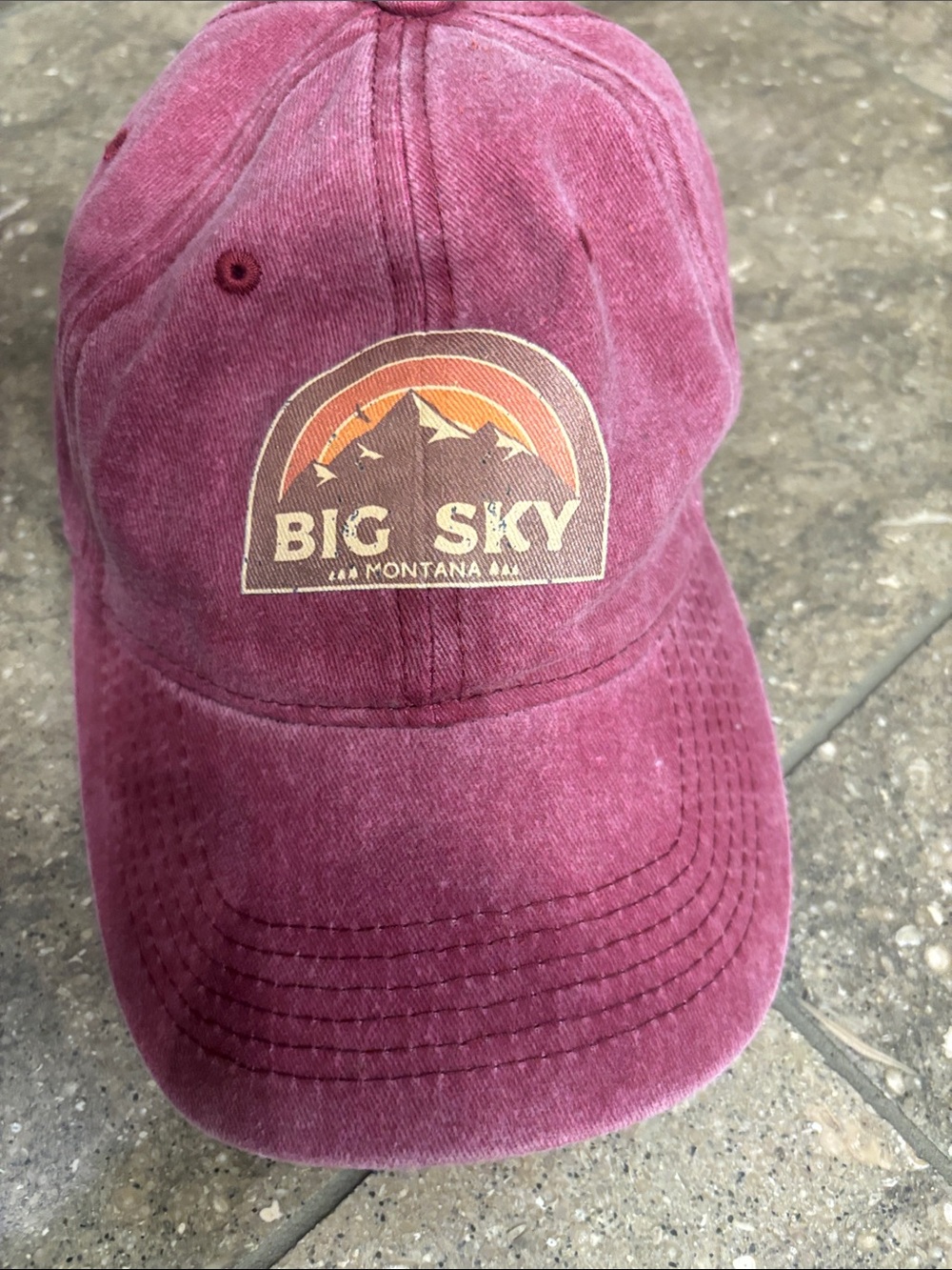Big Sky Montana hat, pink red